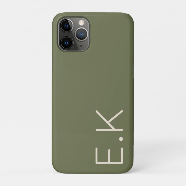 Erde Grün Minimal Persönliches Initial-Monogramm Case-Mate iPhone Hülle (Rückseite)