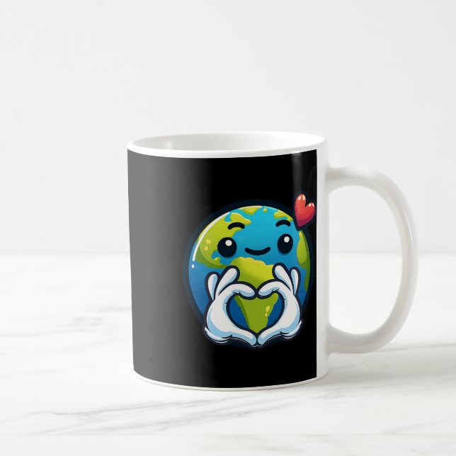 Erde mit Herz-Hand-Liebe Erde-Tag Kaffeetasse (Rechts)