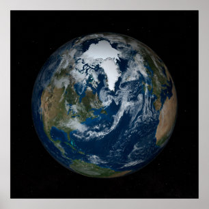 Erde mit Wolken und Meereis 2 Poster