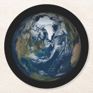 Erde mit Wolken und Meereis 2 Runder Pappuntersetzer