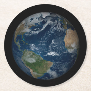 Erde mit Wolken und Meereis Runder Pappuntersetzer