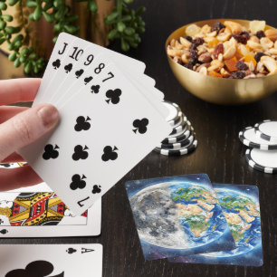 Erde & Mond Wasserfarben-Galaxie Himmelsdesign Spielkarten