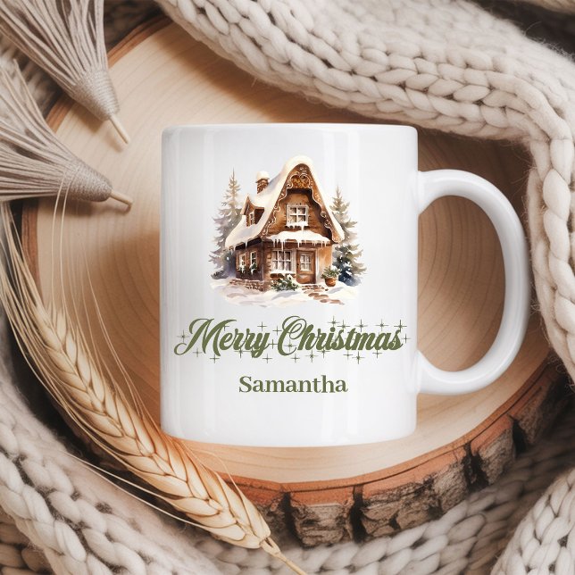 Erde Pastell Weihnachtstasse Personalisierter Name Kaffeetasse (Earthy Pastel Christmas Mug Personalized Name)