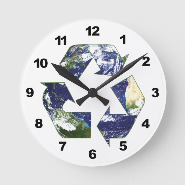 Erde - recycelnd runde wanduhr (Vorderseite)