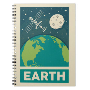 Erde Retro Galaxie Satellit Notizblock