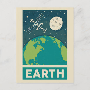 Erde Retro Galaxy Satellite Postkarte