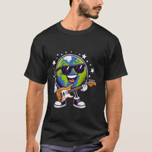 Erde Rockstar Lustiger Planet Gitarre Musik Erde D T-Shirt