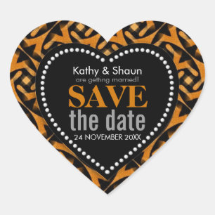 Erde-Stamm-Tribal-Save-the-Date-Liebe-Herz Herz-Aufkleber