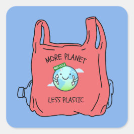Erde Tag mehr Planet weniger Plastik Quadratischer Aufkleber
