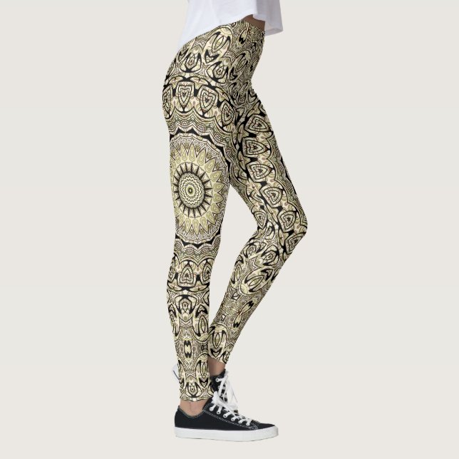 Erde Tone Mandala Intricate Geometrische Muster Leggings (Rechts)