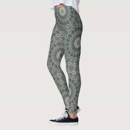 Erde Tone Mandala mit Tribal Geometric Patterns Leggings