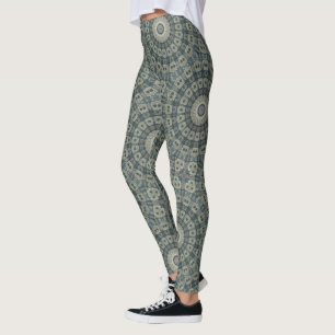 Erde Tone Mandala mit Tribal Geometric Patterns Leggings