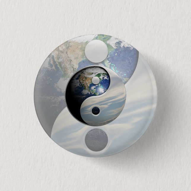 Erde und Himmel Yin Yang Button (Vorderseite)