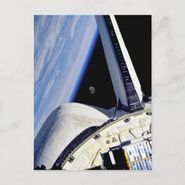 Erde und Mond aus dem Weltraum Shuttle Discovery Postkarte (Vorderseite)