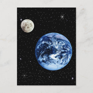 Erde und Mond Postkarte