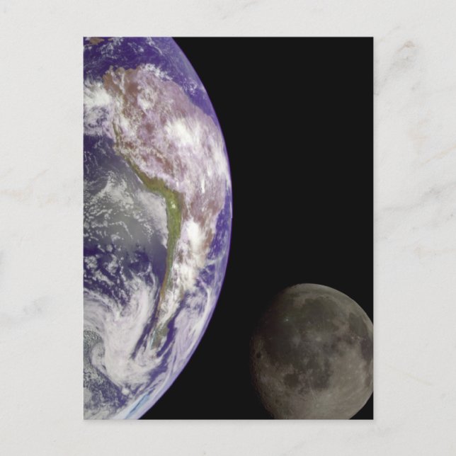 Erde und Mond Postkarte (Vorderseite)