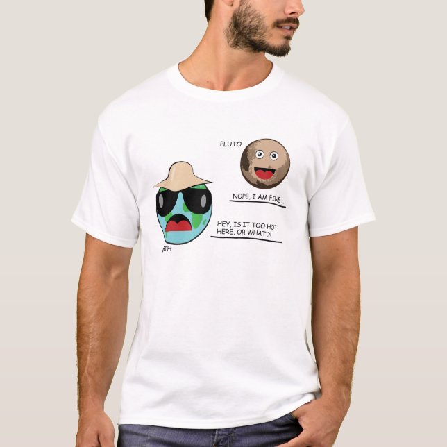 Erde und Pluto - Lustige Diskussion T-Shirt (Vorderseite)