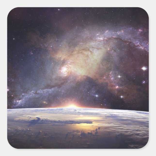 Erde- und Raumaufkleber Quadratischer Aufkleber (Vorderseite)