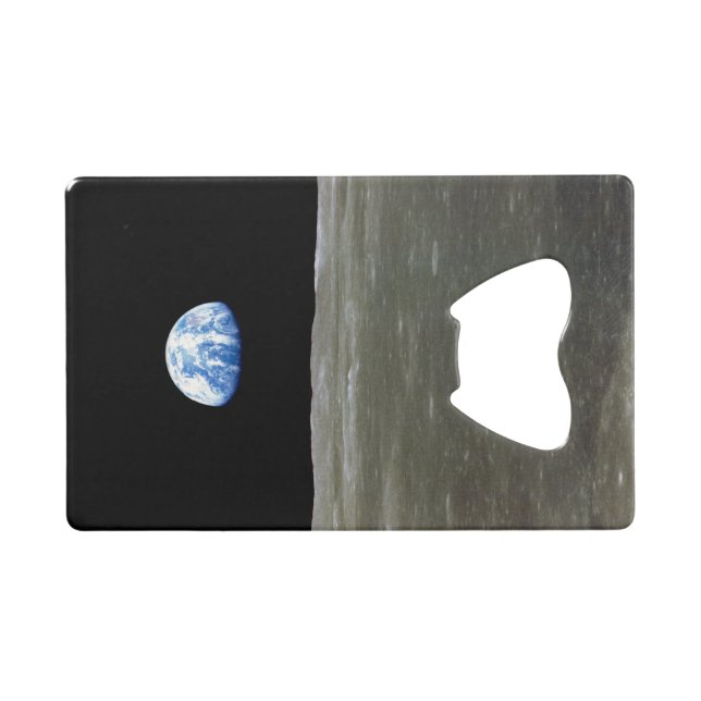 Erde vom Mond im Schwarzen Raum: Erde Geldbeutel Flaschenöffner (Vorderseite (Horizontal))