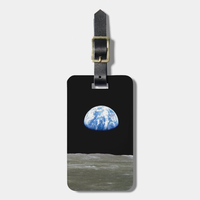 Erde vom Mond im Schwarzen Raum: Erde Gepäckanhänger (Vorderseite vertikal)