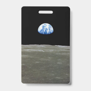 Erde vom Mond im schwarzen Weltraum: Earthrise Ausweis