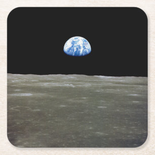 Erde vom Mond im schwarzen Weltraum: Earthrise Rechteckiger Pappuntersetzer
