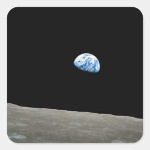 Erde vom Mondraumuniversum Quadratischer Aufkleber