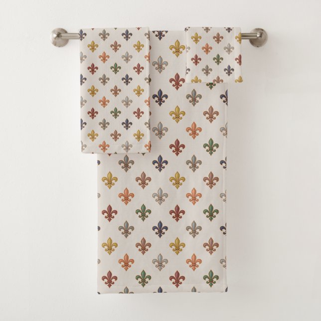  Erde Wald Fleur-de-lis Design Licht  Badhandtuch Set (Insitu)