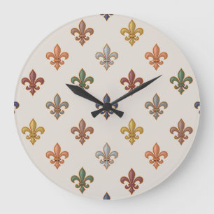  Erde Wald Fleur-de-lis Design Licht  Große Wanduhr