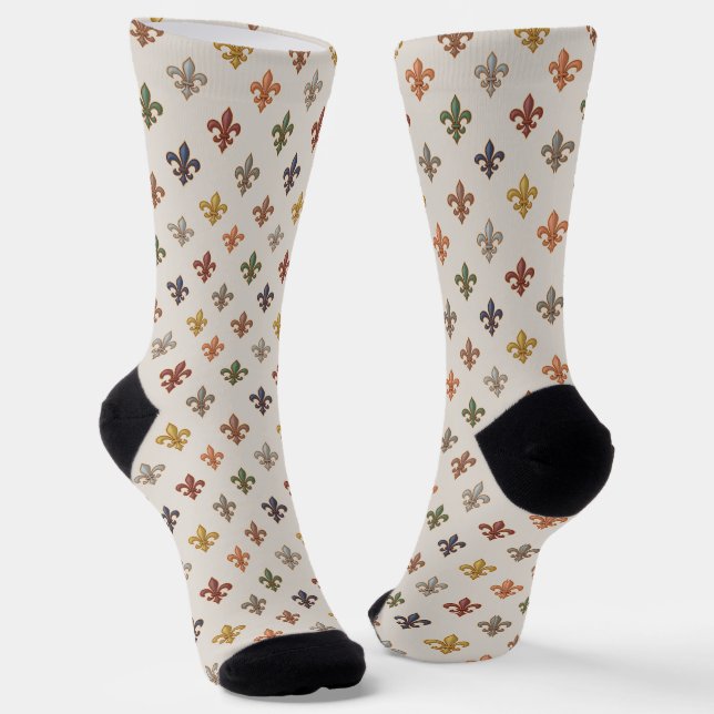  Erde Wald Fleur-de-lis Design Licht  Socken (Gewinkelt)