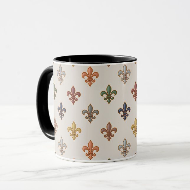  Erde Wald Fleur-de-lis Design Licht  Tasse (Vorderseite Links)