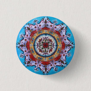 Erde-Wasser-Feuer… Mandala-Button-Knopf Button