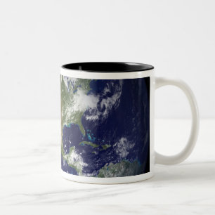 Erde, welche die Westernhemisphäre zeigt Zweifarbige Tasse