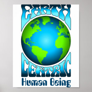 Erde-zentrischer Mensch Öko-Umwelt Retro-T-Shirt Poster