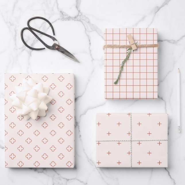 Erdeige Terrakotta-Geschenkverpackungsset Moderne  Geschenkpapier Set (Vorderseite)