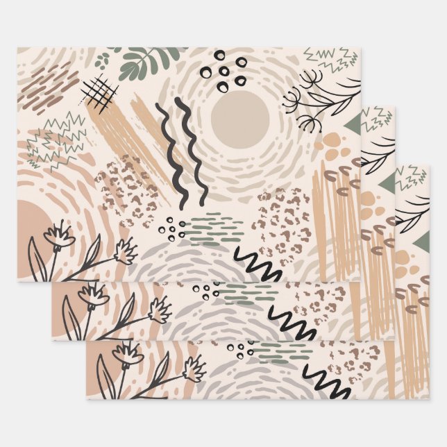Erdfarben mit Dekoration abstrakter Formen Geschenkpapier Set (Set)