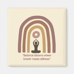 Erdfarbene Achtsamkeits-Regenbogen-Yoga-Design Magnet