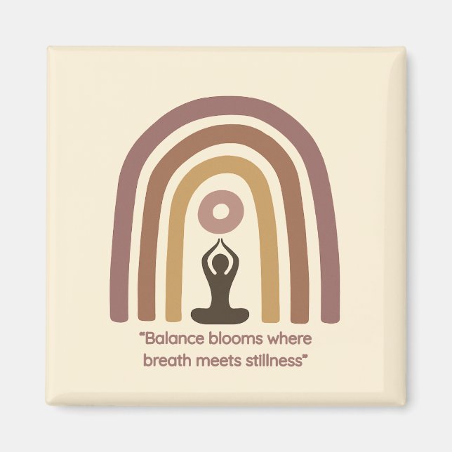 Erdfarbene Achtsamkeits-Regenbogen-Yoga-Design Magnet (Vorne)
