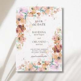 Erdfarbene Blumengesteckte Romantische Hochzeit Save The Date