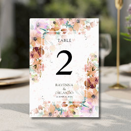 Erdfarbene Blumige Botanische Romantische Hochzeit Tischnummer