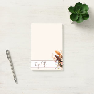 Erdfarbene Boho-Blumensträuße personalisiert Post-it Klebezettel