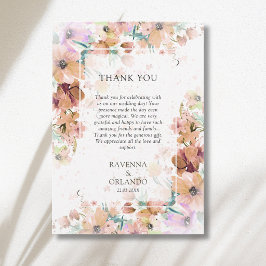 Erdfarbene Florale Botanische Romantik Dankeskarte Ankündigung