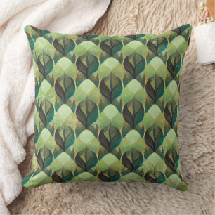 Erdfarbene grüne geometrische Vintage-Muster Kissen