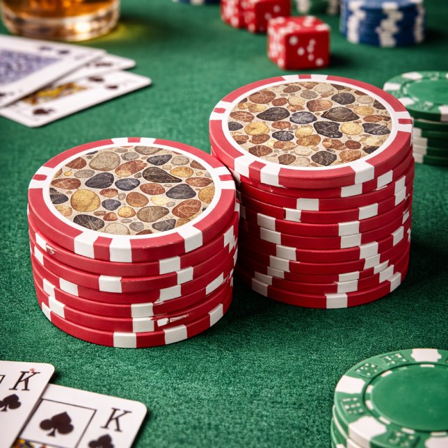 Erdfarbene Kieselstein-Fliesenmuster Pokerchips (pebble poker chips)
