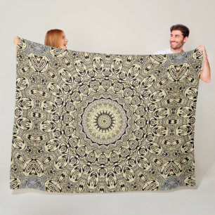 Erdfarbene Mandala Intricate geometrische Muster Fleecedecke