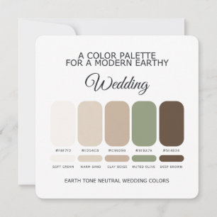 Erdfarbene neutrale Hochzeitsfarbpalette Karte