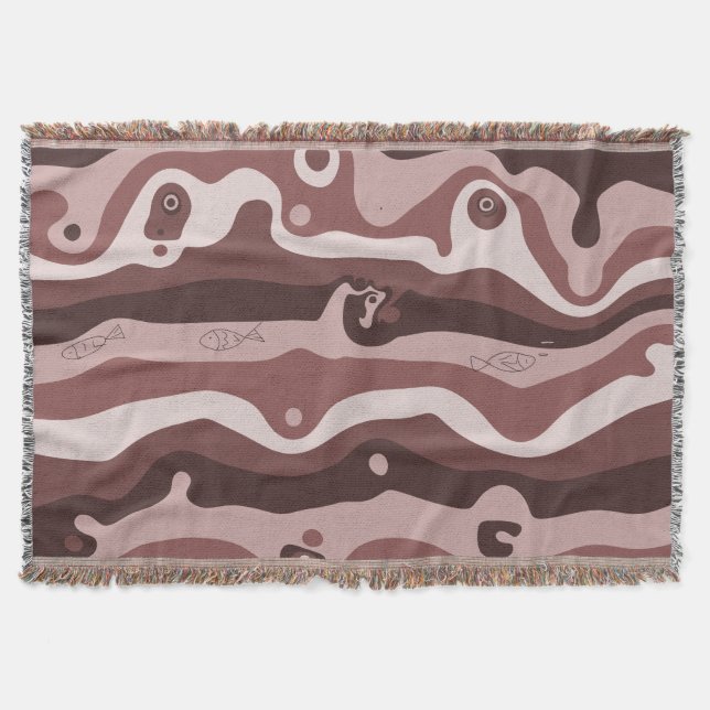 Erdfarbene Stammes-Abstract-Wurfdecke Decke (Vorderseite)