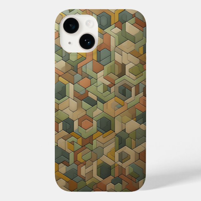 Erdfarbener geometrischer Sechseck-Handyhülle - Mo Case-Mate iPhone Hülle (Rückseite)