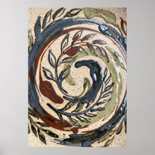 Erdfarbener Spiral Botanik Poster