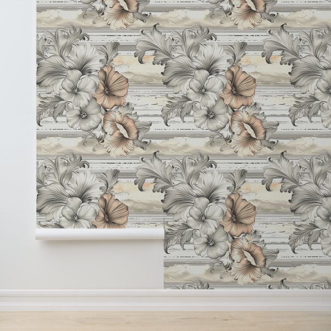 Erdfarbenromantische Blume blüht horizontal Tapete (Anwendung)